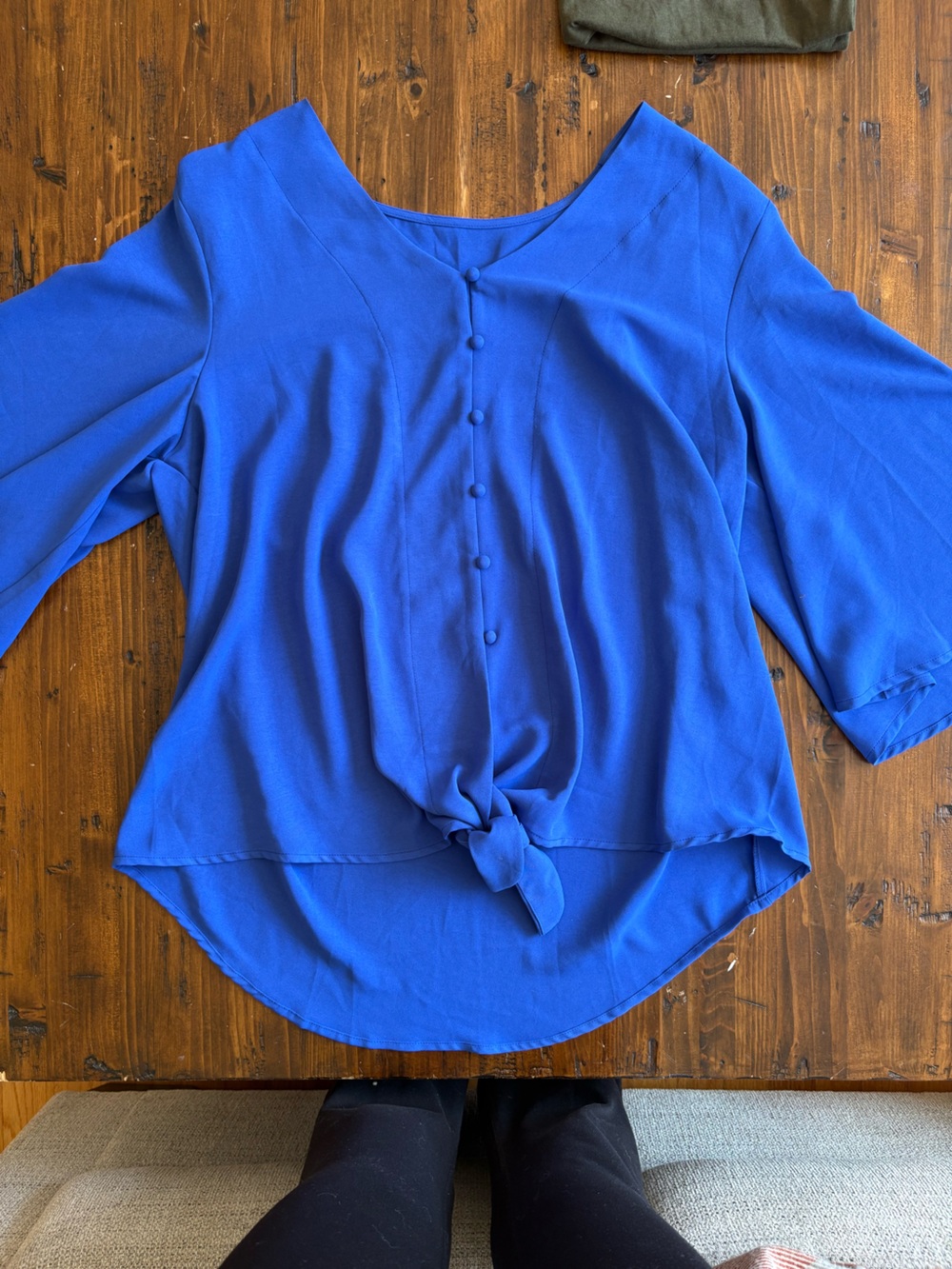 Sleek Cobalt Tie-Front Blouse for Women